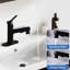 Robinet de lavabo de salle de bain avec drain escamotable et bonde escamotable, acier inoxydable de couleur noir mat, surface-121638723