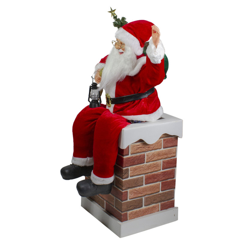 Père Noël livrant des cadeaux dans une cheminée de cheminée