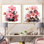 «Pink Zen Blossoms Spiritual Stones I», ensemble de 2 impressions florales sur toile