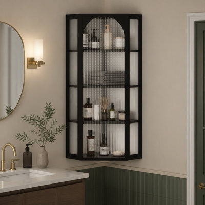 Armoire de coin murale à porte en verre