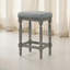 Tabourets de comptoir en bois rustique avec siège rembourré et garniture cloutée (ensemble de 2)-1960460181-1960460180