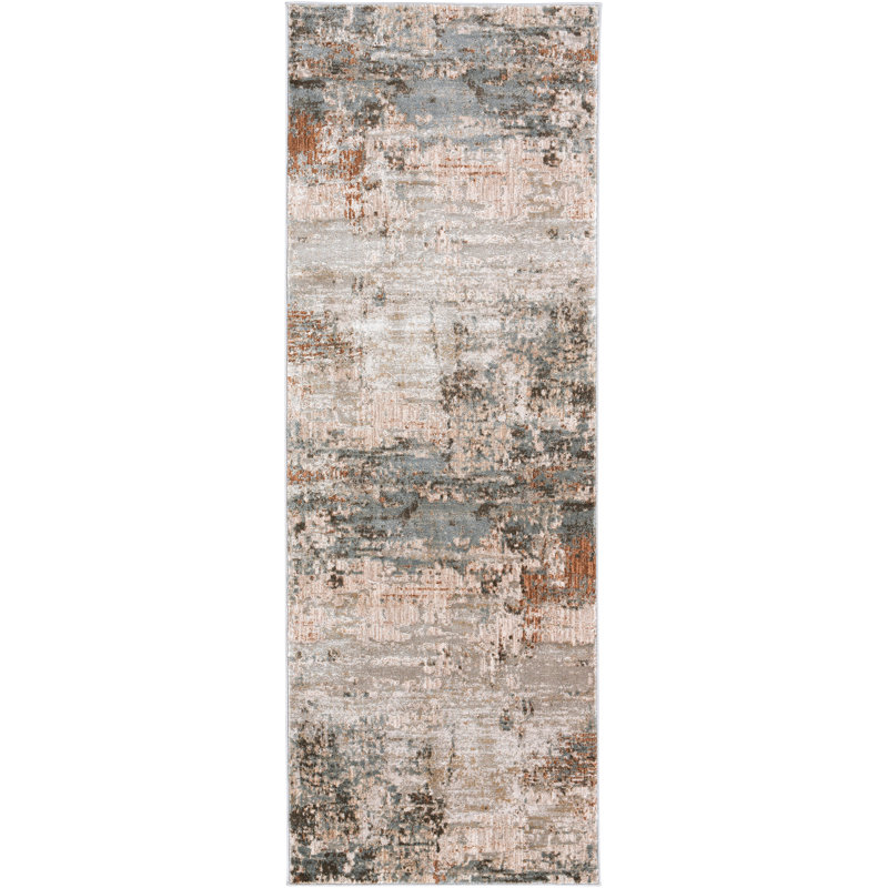 Tapis brun foncé / gris Bassler, Tapis de couloir 2 pi 6 po x 8 pi