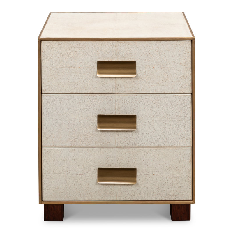 Shagreen 20'' W Solid Wood Nightstand, Osprey White