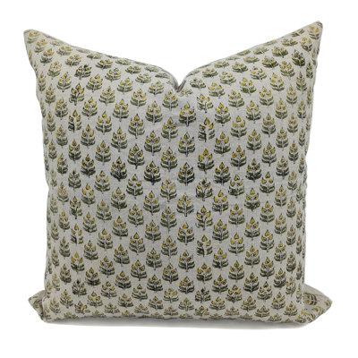 Fabdivine Alia Handmade Block Print Linen Cushion Cover Decorative Accent Pillow Size -14X14 Inch