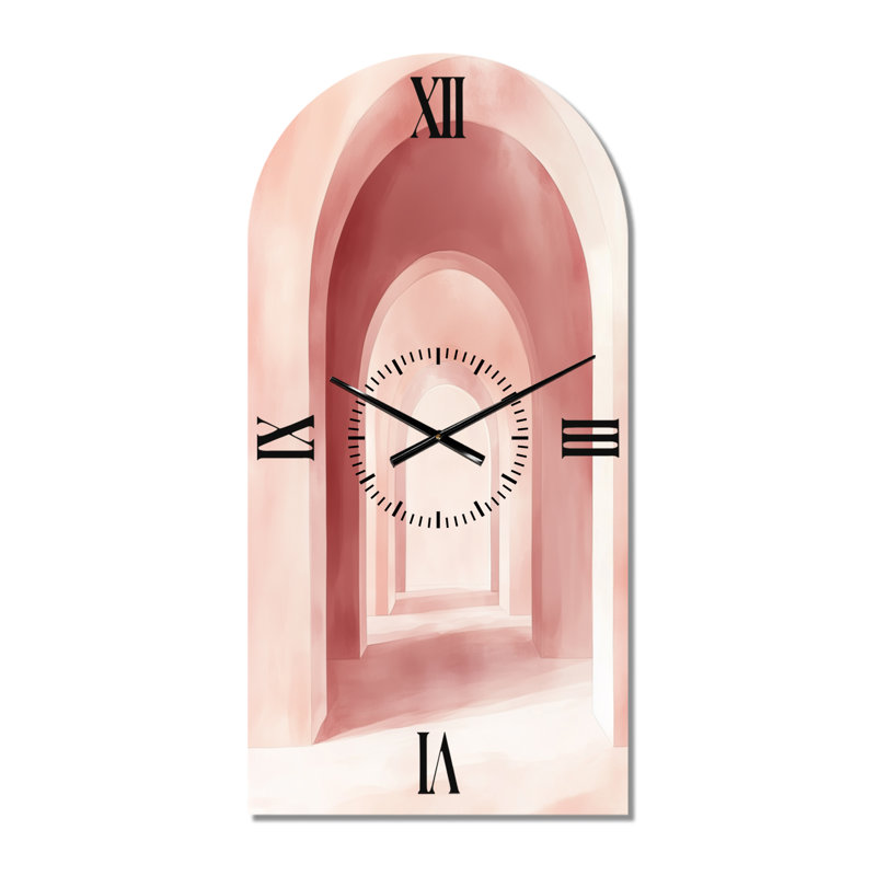 Blush Arch Glow III - Horloge murale Art Déco silencieuse en forme d'arche, H 39 po x l 19 po - Arche