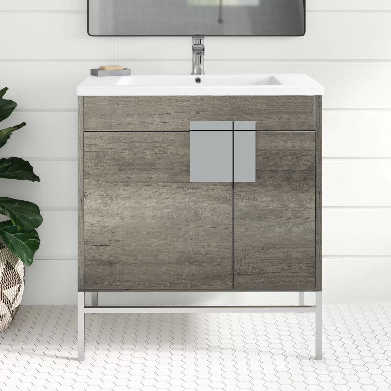 Ensemble de meuble-lavabo simple 30 po Maisie, Chrome poli, Gris ombré