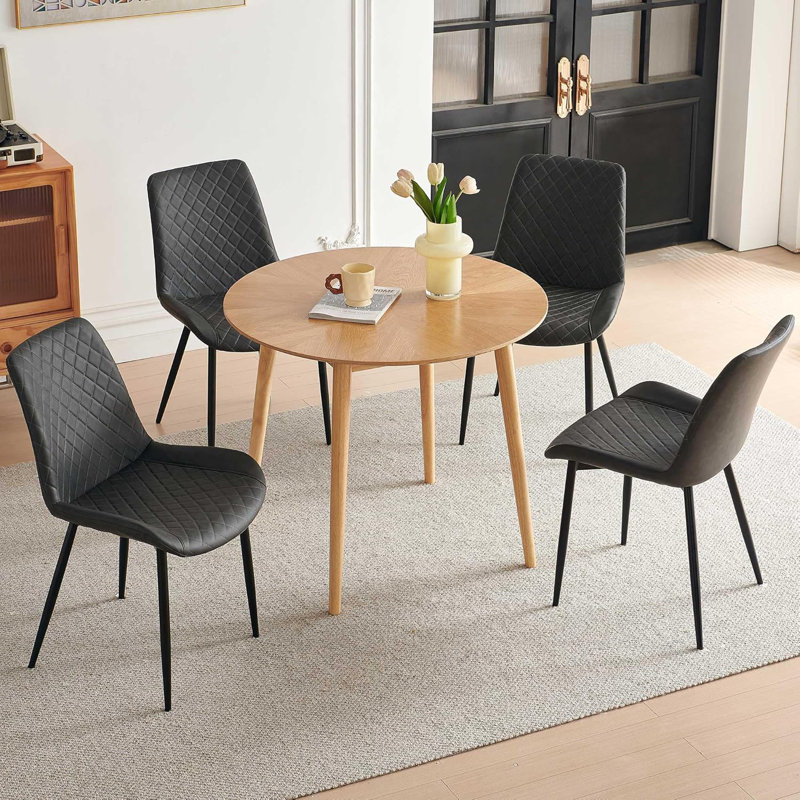 5 Piece Kitchen Breakfast Table Set, Dark Gray