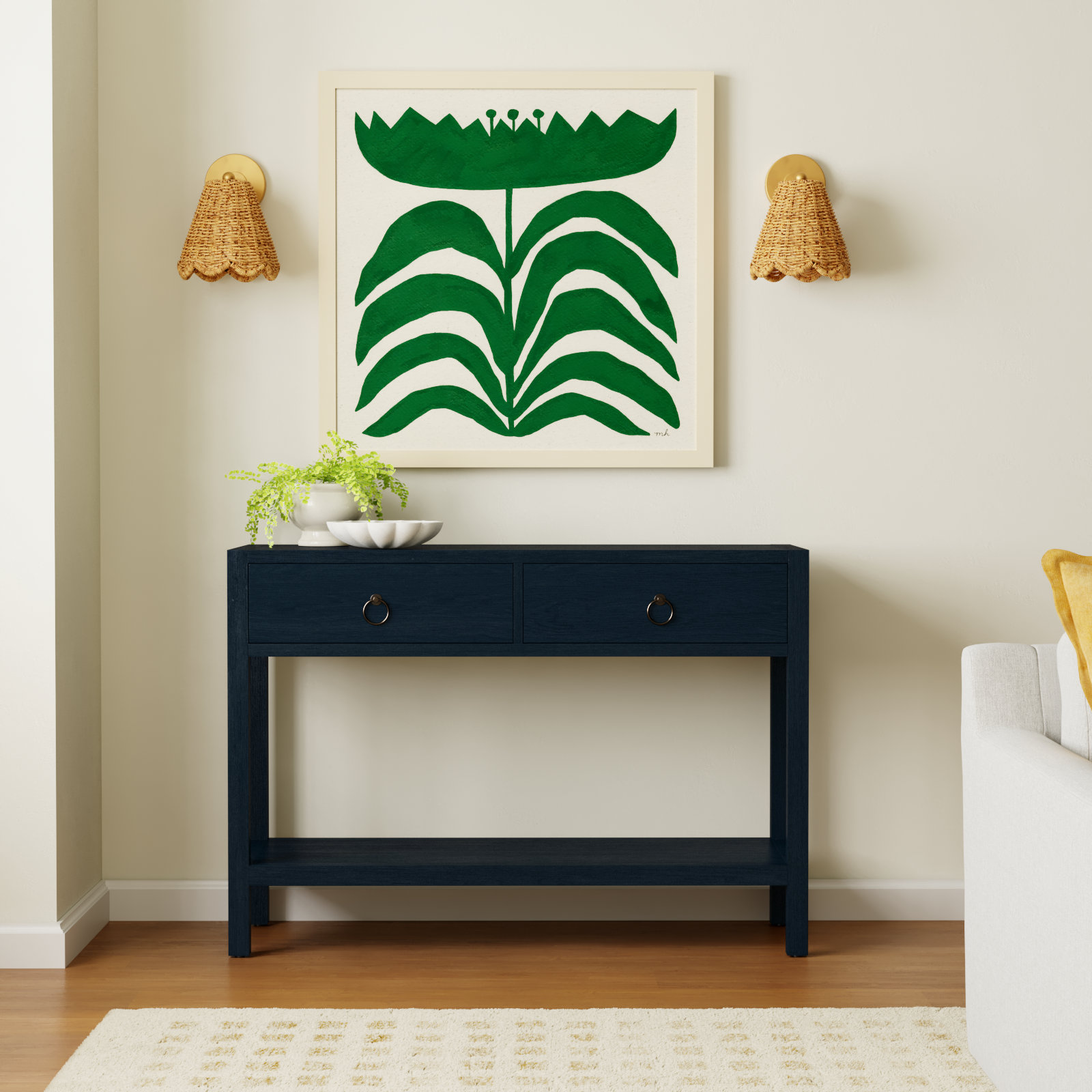 Elin 44" Console Table, Navy Blue
