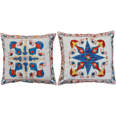 Coussins en soie à motif fin, paire
