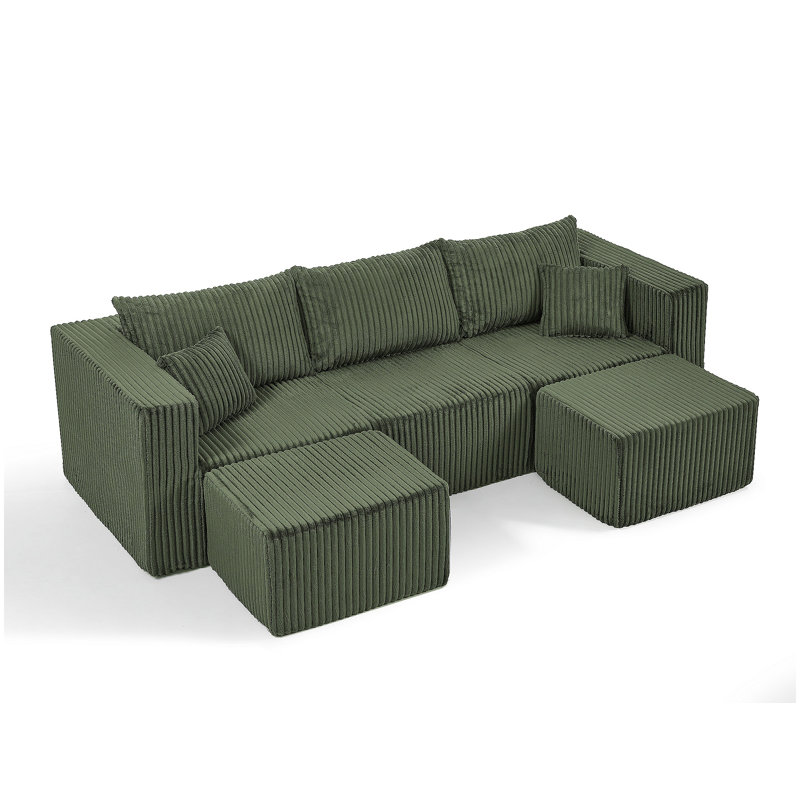 Canapé modulaire compact en velours côtelé avec un style minimaliste moderne, Vert