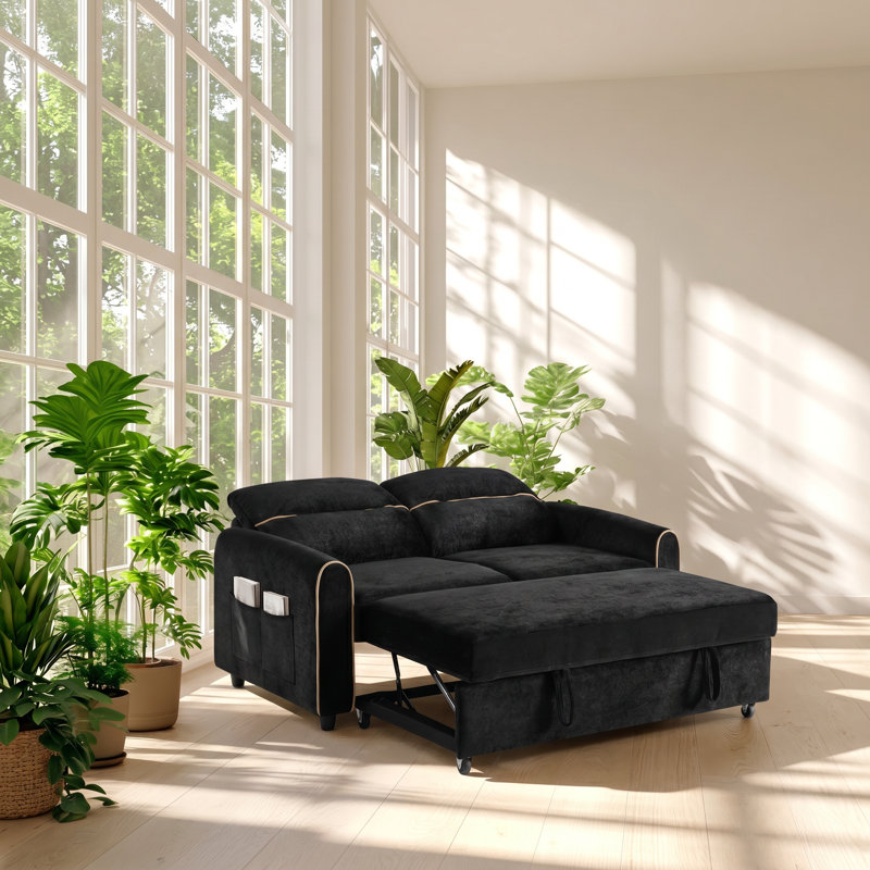 Canapé-lit à 2 tiroirs en chenille Omni l 58 po x P 35 po x H 31 po Omni