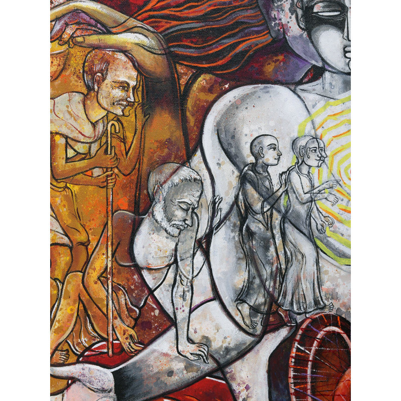 «Cyclic Nature of Life», peinture acrylique sur toile encadrée