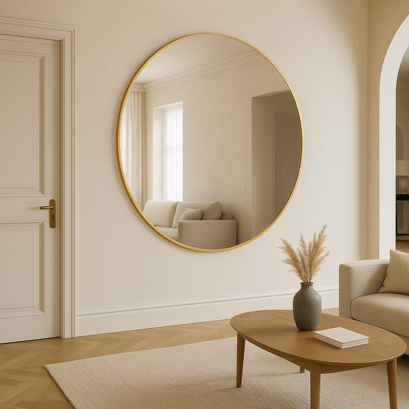 Rei - XXL Round Gold Metal Circle Mirror - 180cm x 180cm, 150cm x 150cm