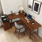 Nut-Brown L Shape Solid wood pine wood Desk-1315885590