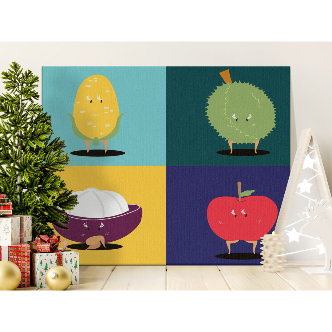 Vibrant Cartoon Fruit Characters Canvas Print