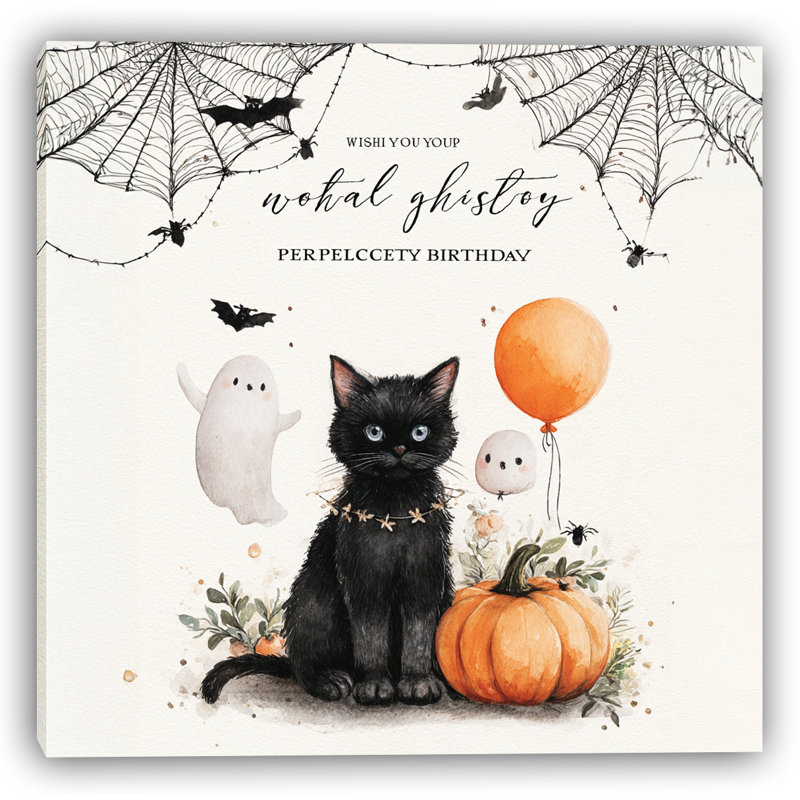 Art d'Halloween, chaton et citrouille, H 20 po x l 20 po