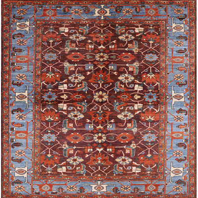 Tapis oriental rouge et bleu