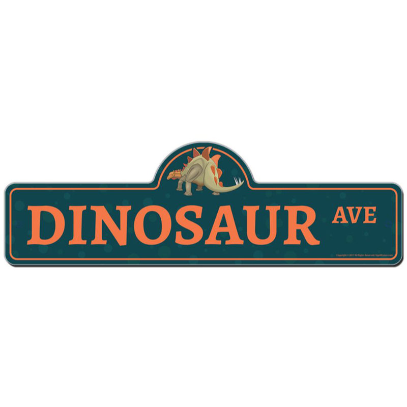 Plaque de rue dinosaure