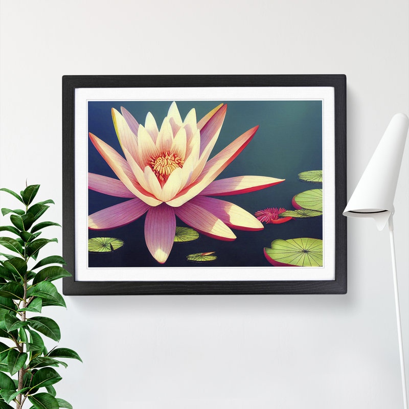 Spirited Water Lily Flower - Framed Print, Black Framed, 34cm H x 46cm W x 2cm D