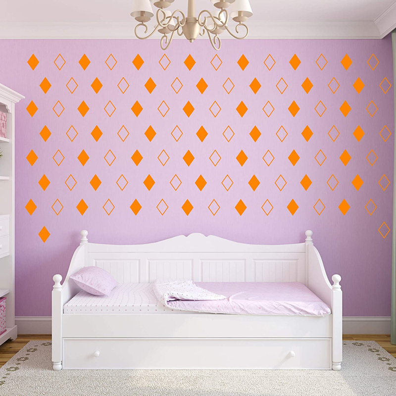 Abstract Non-Wall Damaging Wall Decal, 4" H x 2.5" W x 0.7" D, Orange