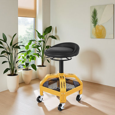 Tabouret roulant de garage, capacité de 300 lb, hauteur réglable de 24 po à 28,7 po, siège de mécanicien avec roues pivotantes à 360 degrés et plateau à outils