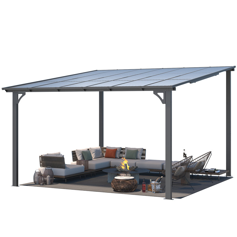 Aluminum Pergola with Canopy, 365.76cm x 365.76cm, Black