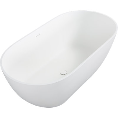 69" Freestanding Solid Surface Bathtub, Luxury Handcrafted Stone Resin Freestanding Soaking Bathtub With Overflow And Pop-Up Drain