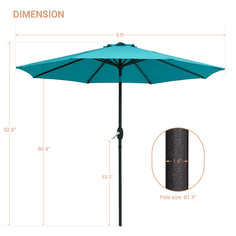 Parasol de marché rond 106,3 po Asyraf, Lac bleu