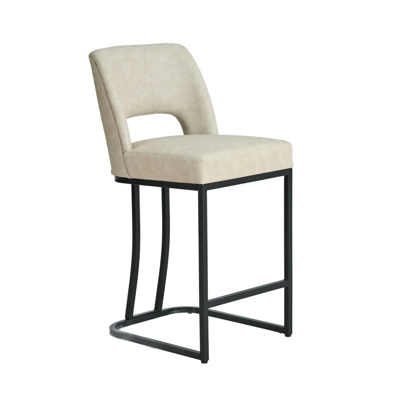 Tabouret de bar moderne en similicuir avec cadre en métal, ensemble de 6 tabourets de bar modernes à hauteur de comptoir avec découpe