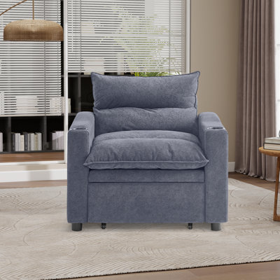 Upholstered Sofa Bed Sleeper Chair,3-in-1 Convertible Pull Out Sofa Bed With Adjustable Backrest by Ebern Designs