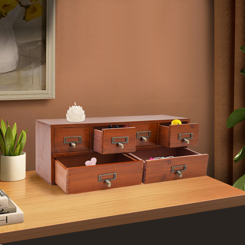 Rangement de bureau empilable en bois 6 tiroirs Abbigael