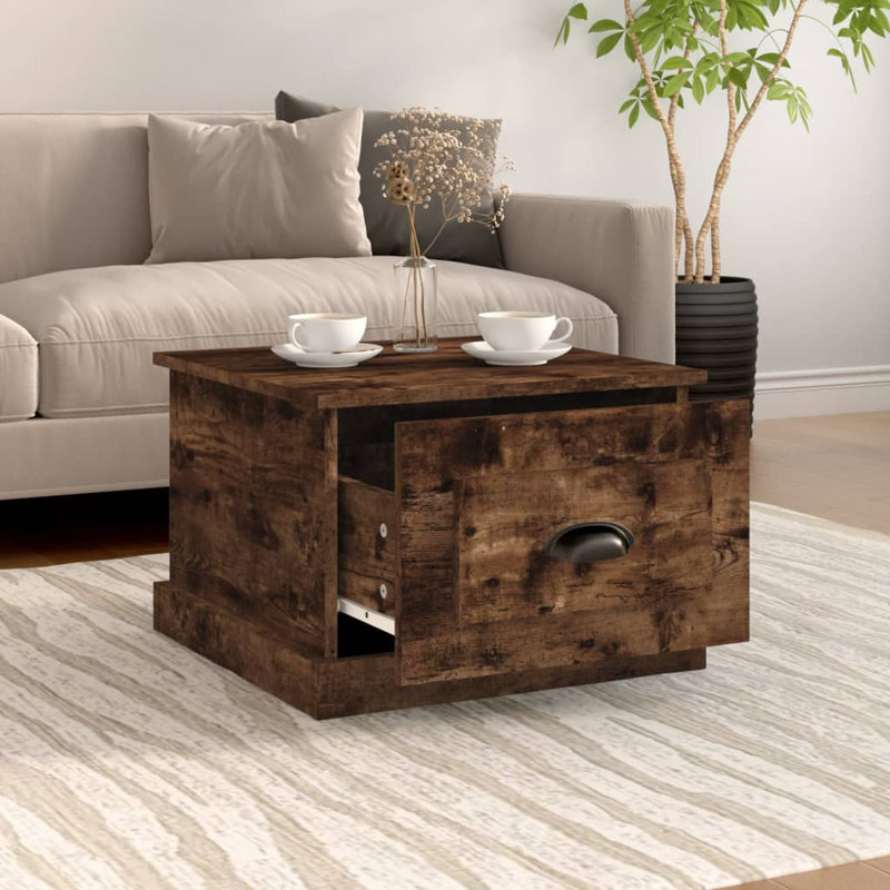 Latwanna Solid Coffee Table with Storage, Smoked Oak