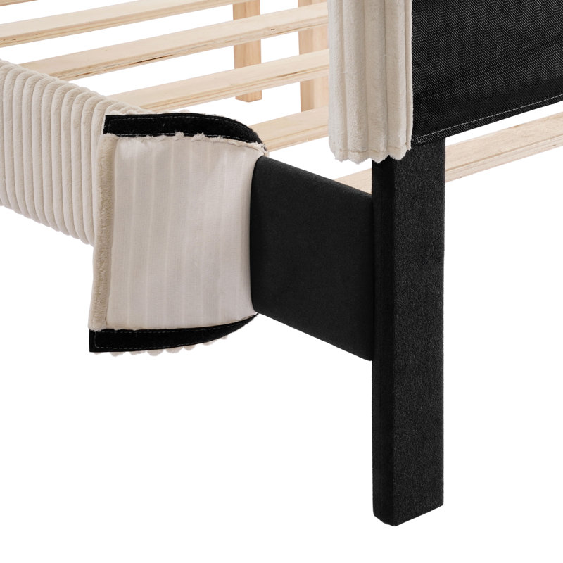 Upholstered Platform Bed, Ivory