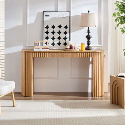 Elegant Modern Console Table With Drawer And Vertical Stripe Design For Living Room Hallway Foyer Entrance Study
