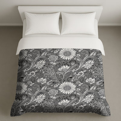 Housses de couette à motifs floraux noirs