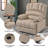 Beige Fabric Large Manual Recliner Chair For Living Room-256382592