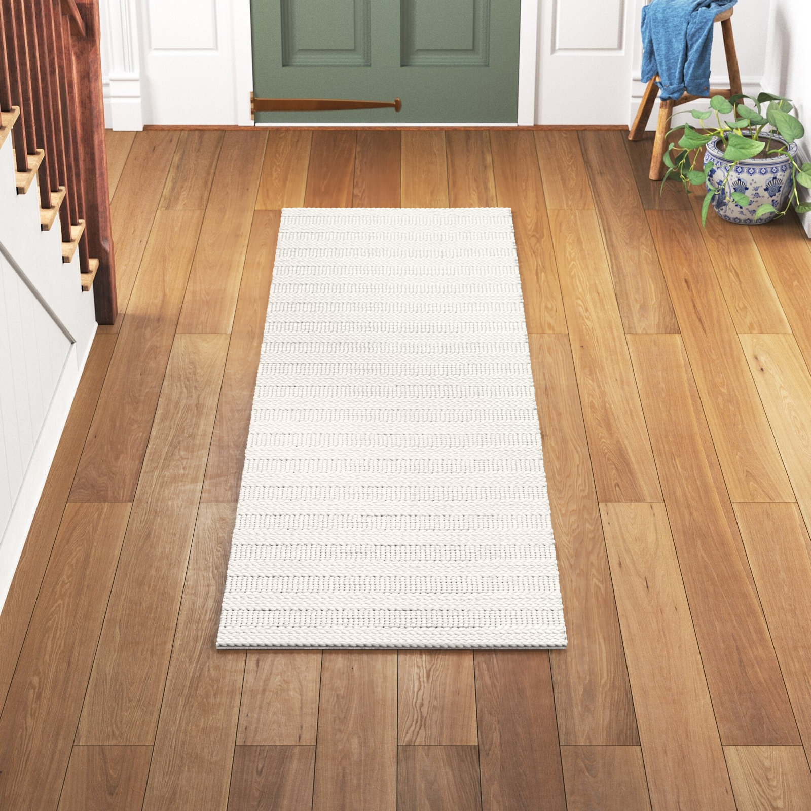 Stanwick Bleached Hand-Woven Jute Rug, Runner 2'3" x 14'