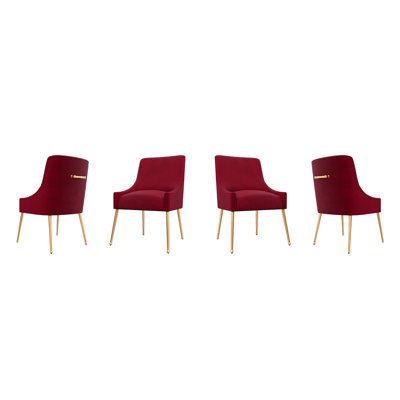 Chaise de salle à manger rembourrée en velours (ensemble de 4)