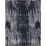 Shibori Hand Knotted Wool Abstract Area Rug in Blue/Ivory