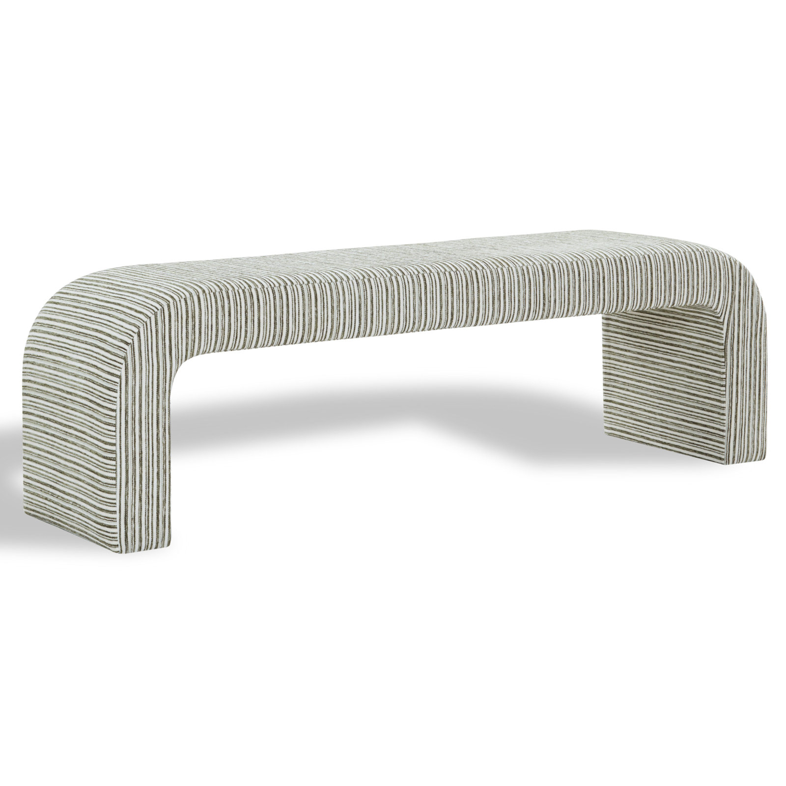 Daine 62" Linen Bedroom Bench, Green / Beige