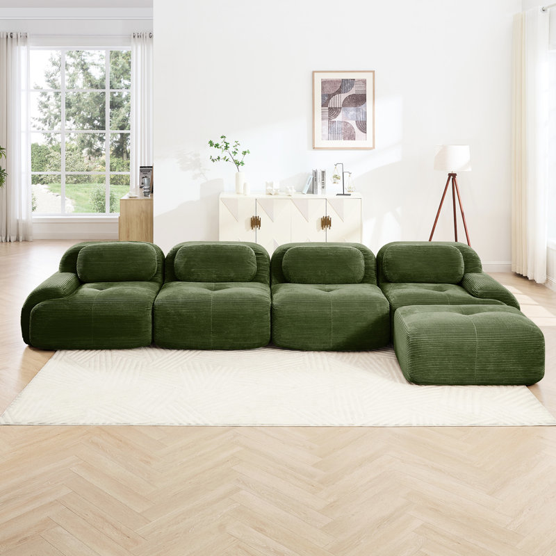 4 sièges en forme de L en forme d'olive avec une éponge de 32 po de hauteur, un design antidérapant et un repose-pieds incurvé pour le salon 4 sièges, structure