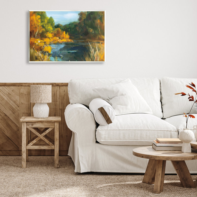 Plaque murale abstraite Autumn River Bend, design par Danhui Nai, 13 x 19