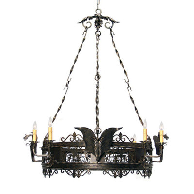 Lustre en roue de chariot unique et remarquable à 8 lumières Dragone