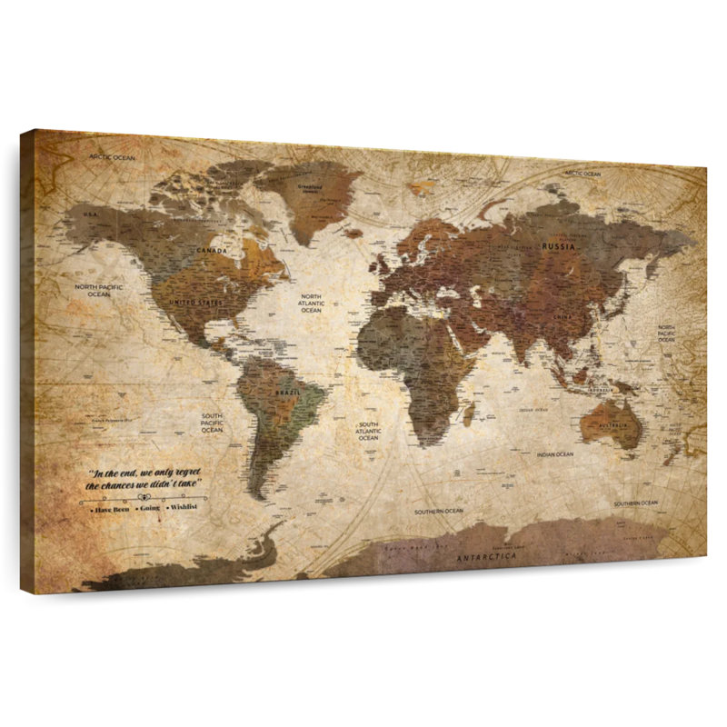 Regret The Chances Push Pin World Milstead III, 32" H x 48" W