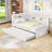 Twin Wooden Bed with Trundle,USB and LED-106847433