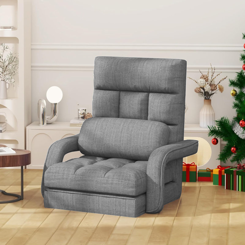 Adjustable Reclining Erogonomic Floor Game Chair With Meditation Armrest, Gray