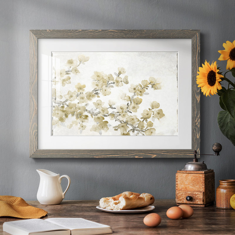 Neutral Cherry Blossom Composition II - impression d'un seul cadre photo, Gris, H 28 po x l 42 po