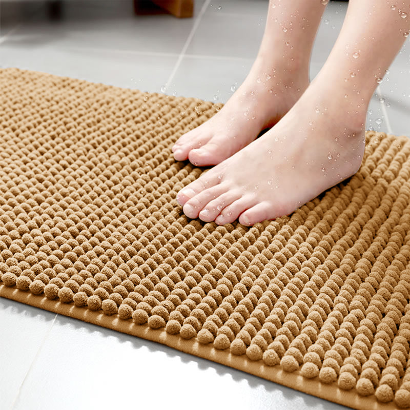 Aspire Homeware Ultra-Soft Chenille Bathroom Rug Mat with Non-Slip Backing, Beige, Reactangle (50cm W x 80cm L)
