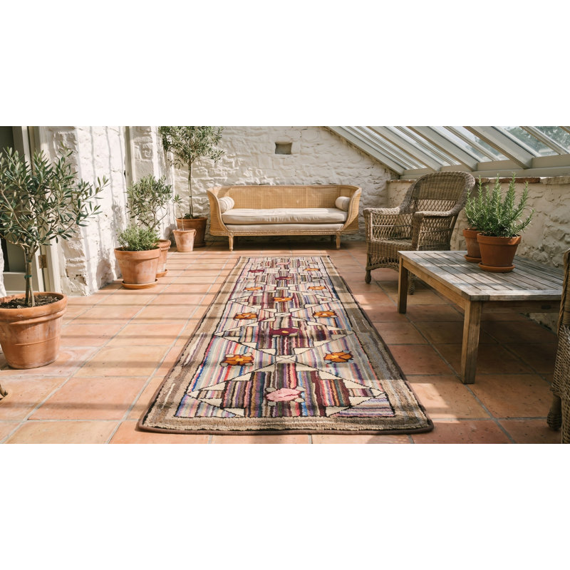Laine antique Tapis crocheté en coton multicolore