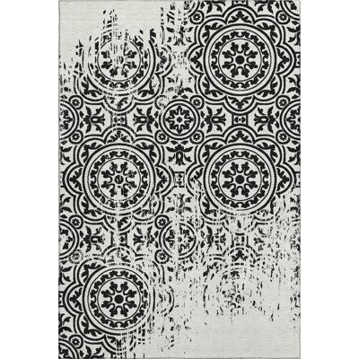 Premium Machine Washable Prisco Black Rug